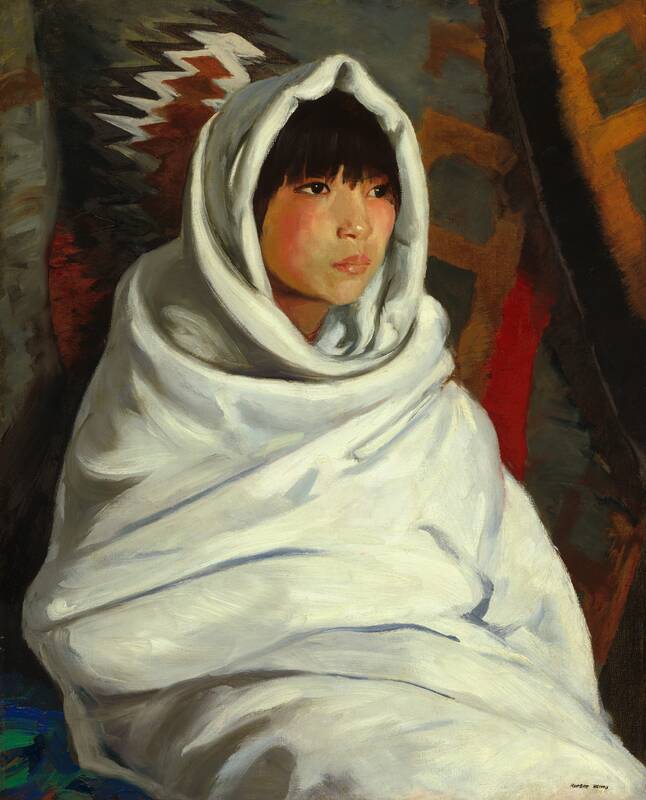 Indian Girl in White Blanket by Robert Henri, 1917