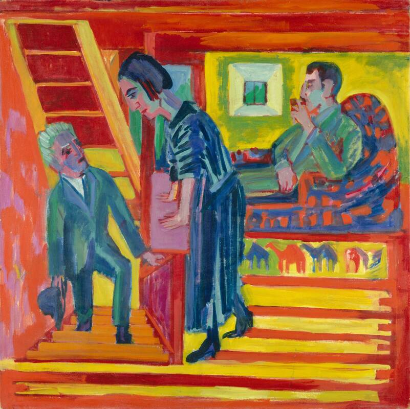 The Visit - Couple and Newcomer by Ernst Ludwig Kirchner, 1922